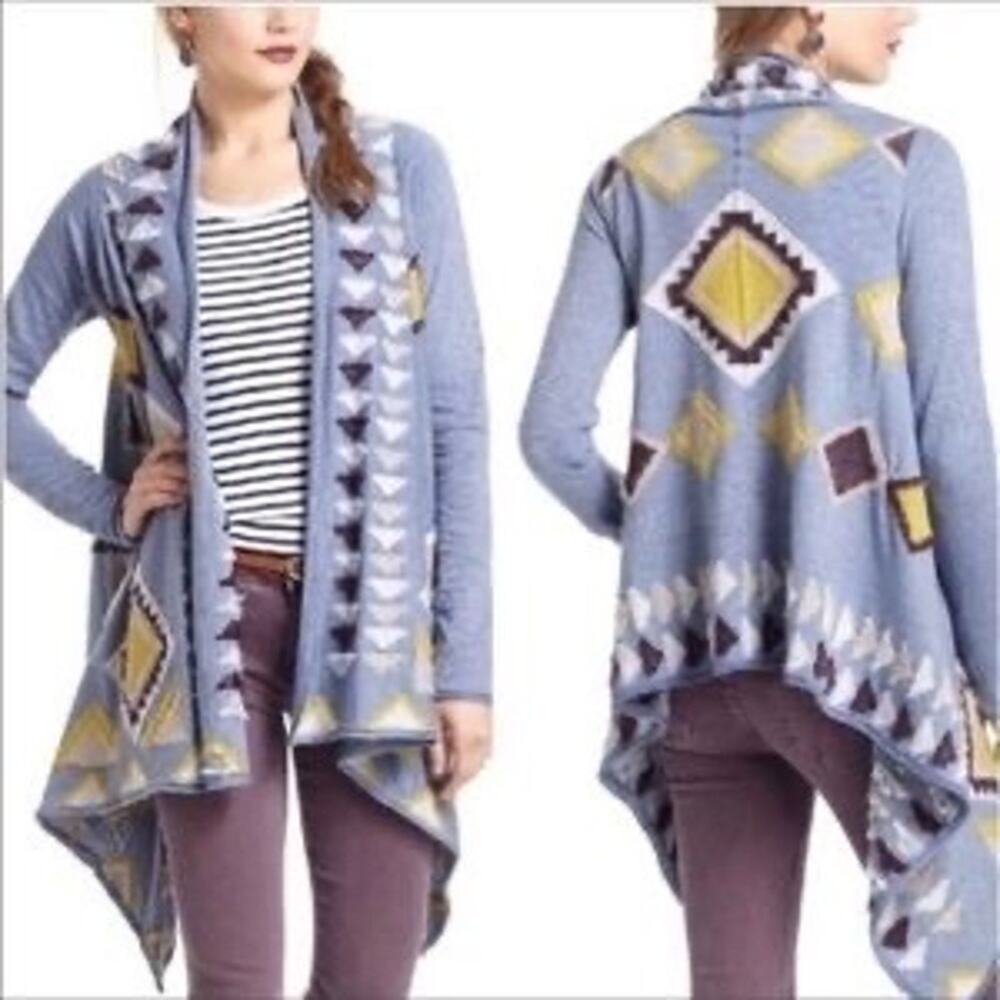 ANTHROPOLOGIE Fiets Voor 2 Aztec Southwest Cardigan Sweater Small S